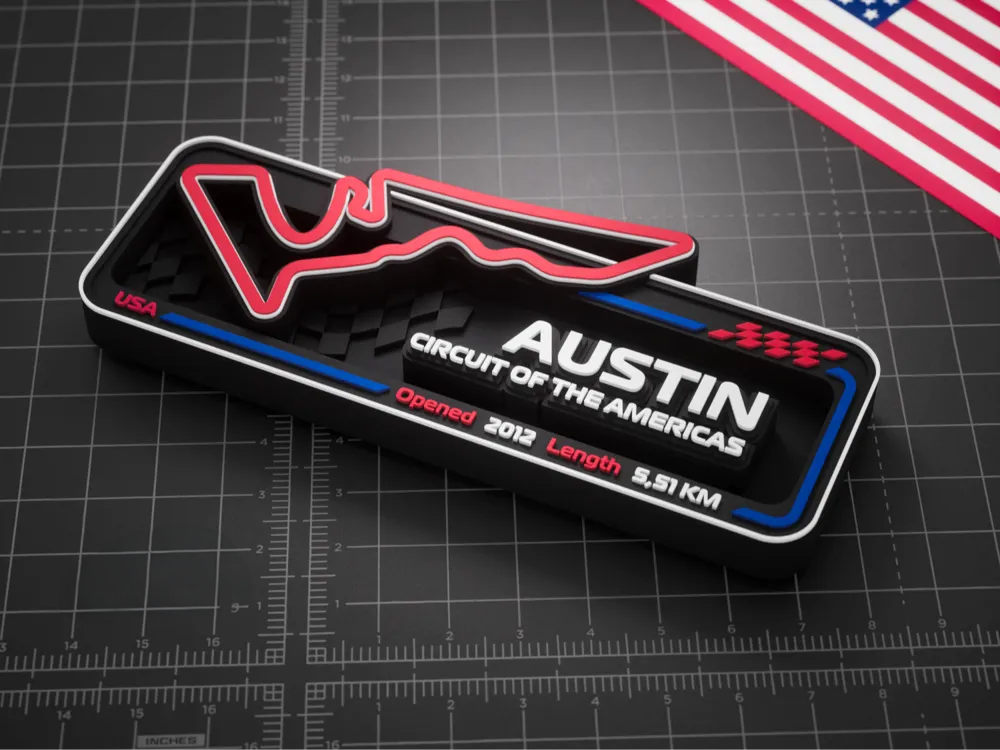 Austin Circuit of the Americas F1 Pisti 3D Duvar Dekoru – 17.5 cm - Otoban Faresi Araba & Motosiklet Aksesuarları - otobanfaresi - 3d formula1 - formula1