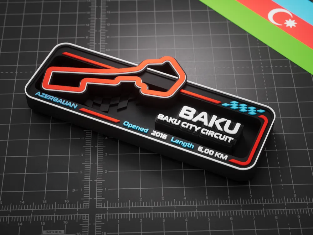 Baku City Circuit F1 Pisti 3D Duvar Dekoru – 17.5 cm - Otoban Faresi Araba & Motosiklet Aksesuarları - otobanfaresi - 3d formula1 - formula1