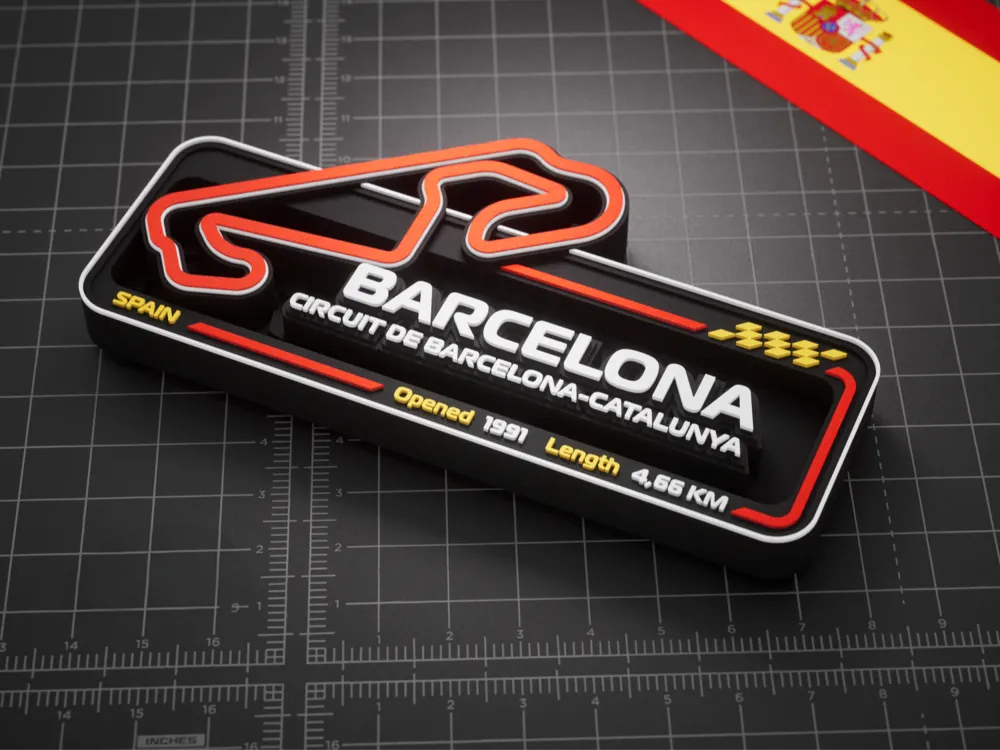 Barcelona-Catalunya F1 Pisti 3D Duvar Dekoru – 17.5 cm - Otoban Faresi Araba & Motosiklet Aksesuarları - otobanfaresi - 3d formula1 - formula1