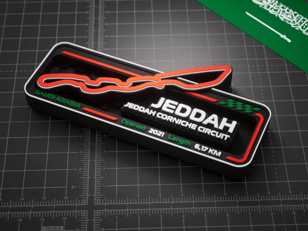 Jeddah Corniche Circuit F1 Pisti 3D Duvar Dekoru – 17.5 cm - Otoban Faresi Araba & Motosiklet Aksesuarları - otobanfaresi - 3d formula1 - formula1