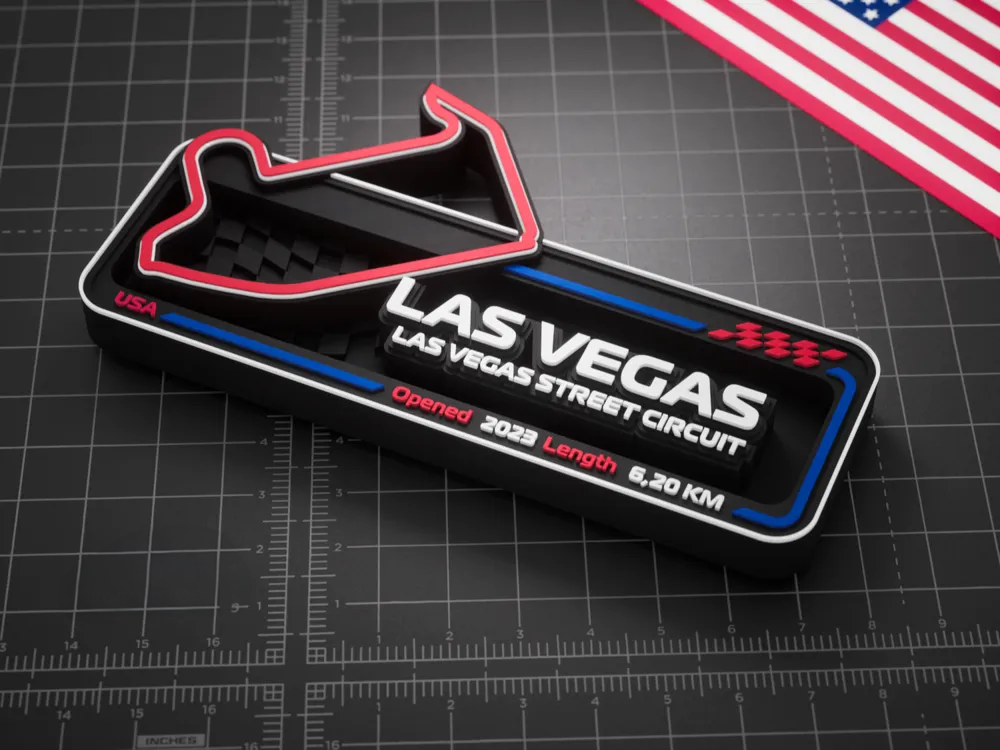 Las Vegas Street Circuit F1 Pisti 3D Duvar Dekoru – 17.5 cm - Otoban Faresi Araba & Motosiklet Aksesuarları - otobanfaresi - 3d formula1 - formula1