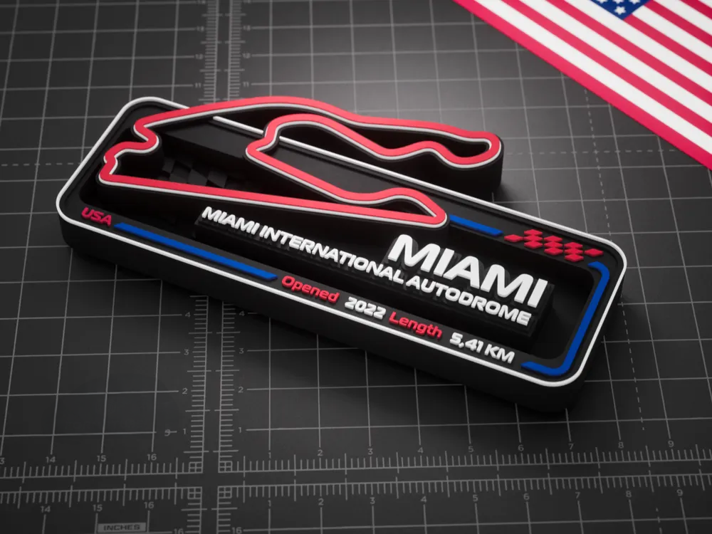 Miami International Autodrome F1 Pisti 3D Duvar Dekoru – 17.5 cm - Otoban Faresi Araba & Motosiklet Aksesuarları - otobanfaresi - 3d formula1 - formula1