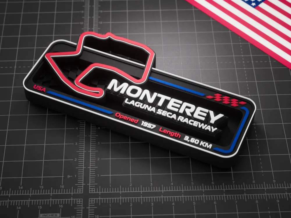Monterey Laguna Seca Raceway F1 Pisti 3D Duvar Dekoru – 17.5 cm - Otoban Faresi Araba & Motosiklet Aksesuarları - otobanfaresi - 3d formula1 - formula1