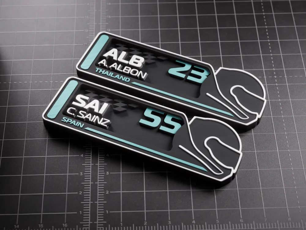 F1 İkili Sürücü Etiketi – ALB & SAI Tasarımlı 3D Koleksiyon Aksesuar Seti - Otoban Faresi Araba & Motosiklet Aksesuarları - otobanfaresi - 3d formula1 - formula1