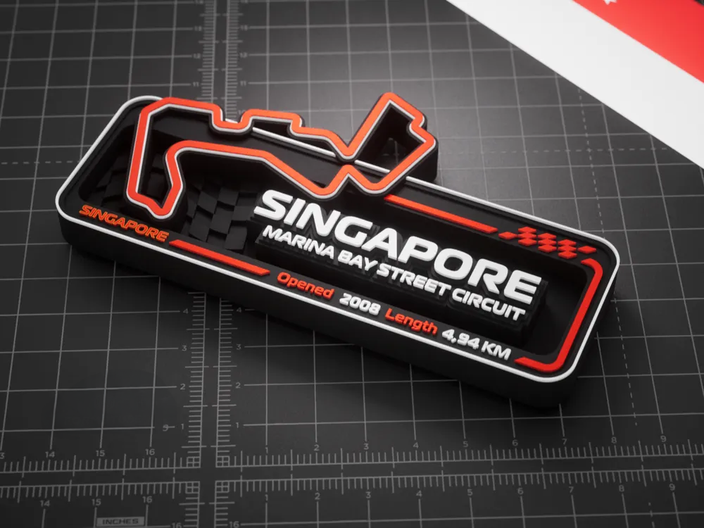 Marina Bay Street Circuit F1 Pisti 3D Duvar Dekoru – 17.5 cm - Otoban Faresi Araba & Motosiklet Aksesuarları - otobanfaresi - 3d formula1 - formula1