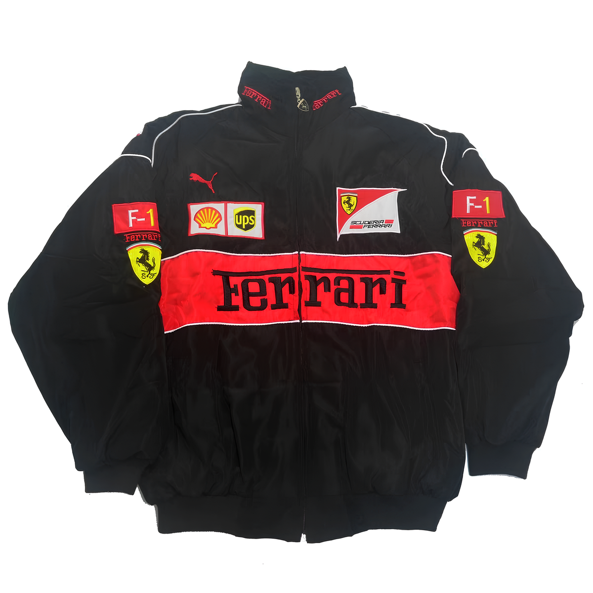Vintage Black Ferrari Ceket - Otoban Faresi Araba & Motosiklet Aksesuarları - otobanfaresi -
