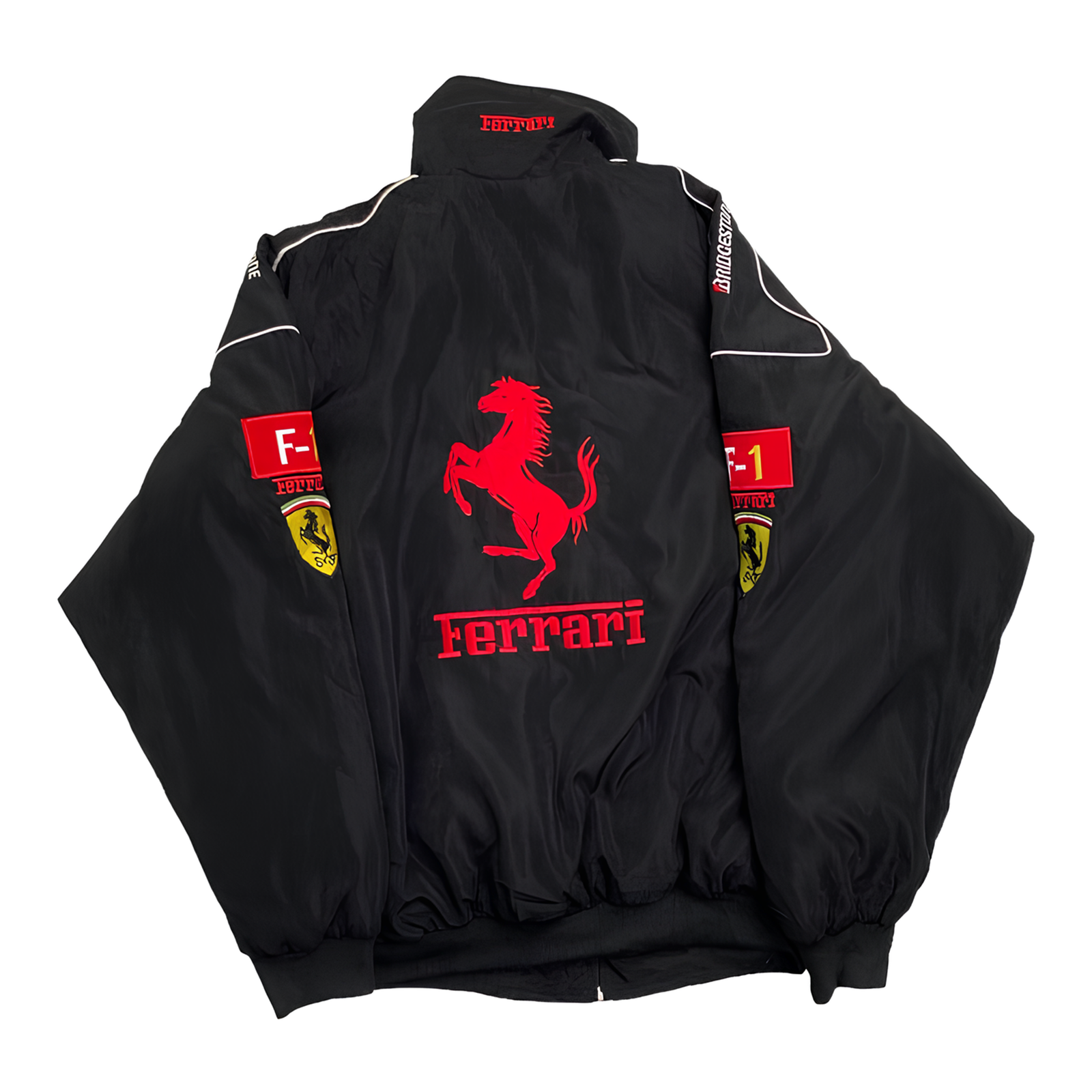 Vintage Black Ferrari Ceket - Otoban Faresi Araba & Motosiklet Aksesuarları - otobanfaresi -