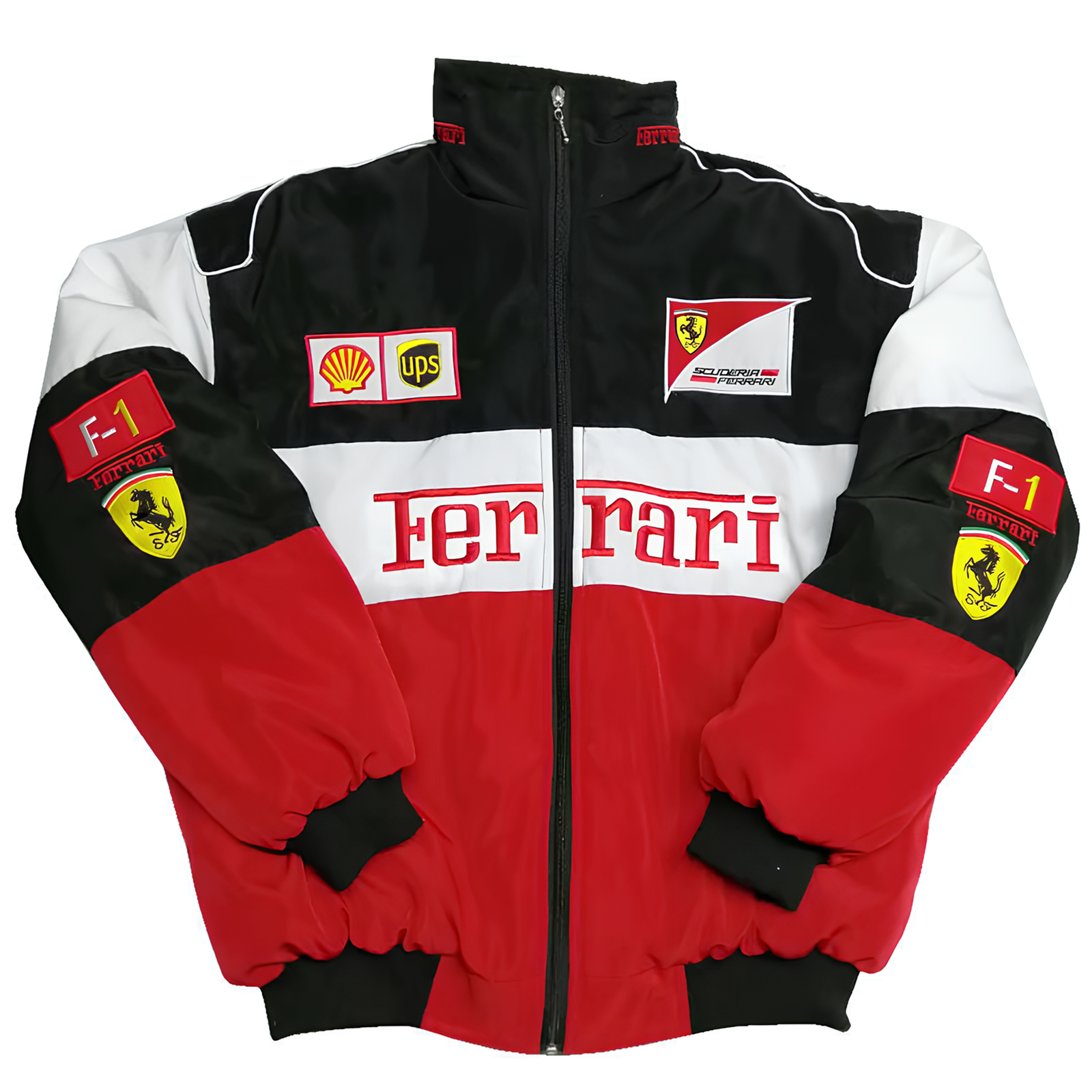 Vintage White Ferrari Ceket - Otoban Faresi Araba & Motosiklet Aksesuarları - otobanfaresi -
