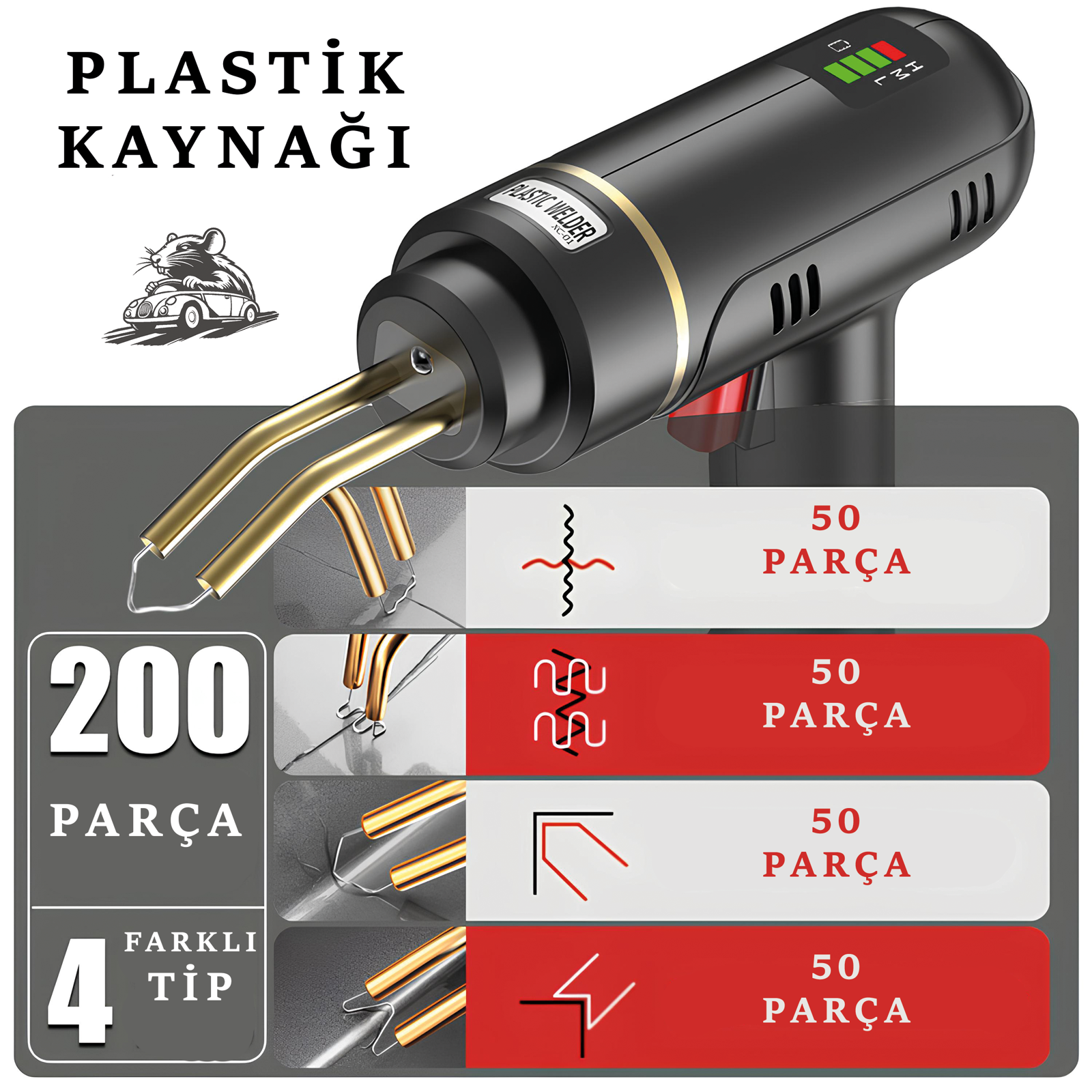 Plastik Kaynak Makinesi 200 Parça Plastik Ucu Hediye - Otoban Faresi Araba & Motosiklet Aksesuarları - otobanfaresi -