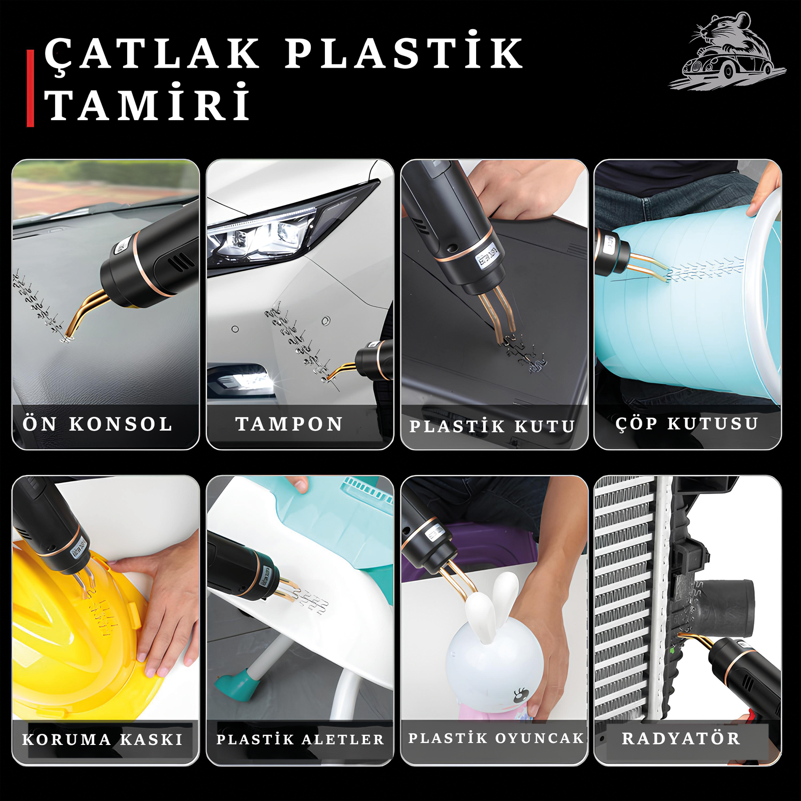 Plastik Kaynak Makinesi 200 Parça Plastik Ucu Hediye - Otoban Faresi Araba & Motosiklet Aksesuarları - otobanfaresi -