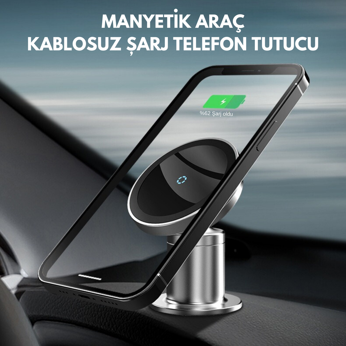 Manyetik Kablosuz Şarjlı Telefon Tutucu - Otoban Faresi Araba & Motosiklet Aksesuarları - otobanfaresi -