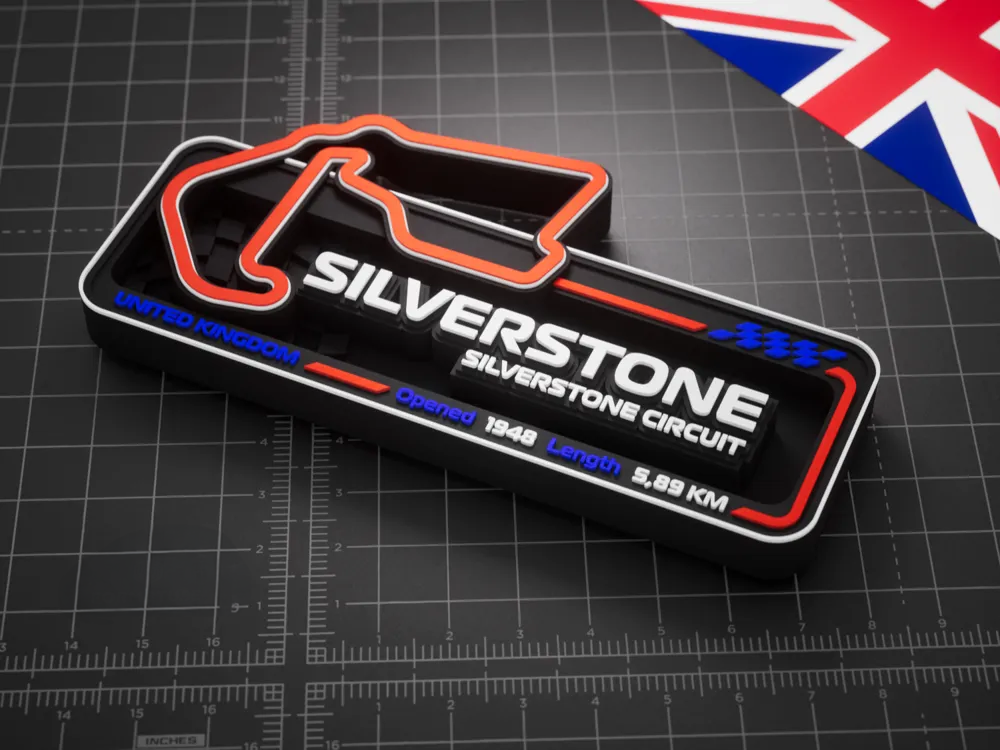 Silverstone Circuit F1 Pisti 3D Duvar Dekoru – 17.5 cm - Otoban Faresi Araba & Motosiklet Aksesuarları - otobanfaresi - 3d formula1 - formula1
