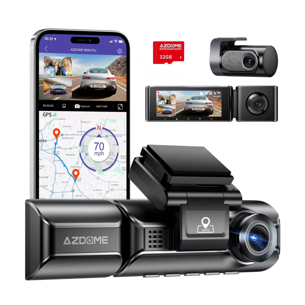 AZDOME 4K Wi-Fi ve GPS Araç İçi Video Kayıt Cihazı DVR Dashcam - Otoban Faresi Araba & Motosiklet Aksesuarları - otobanfaresi - 