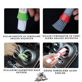 Çift Başlıklı Araç Menfez Fırçası - Mikrofiber Bezli - Otoban Faresi Araba & Motosiklet Aksesuarları - otobanfaresi - 