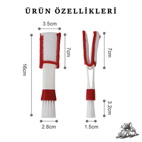 Çift Başlıklı Araç Menfez Fırçası - Mikrofiber Bezli - Otoban Faresi Araba & Motosiklet Aksesuarları - otobanfaresi - 
