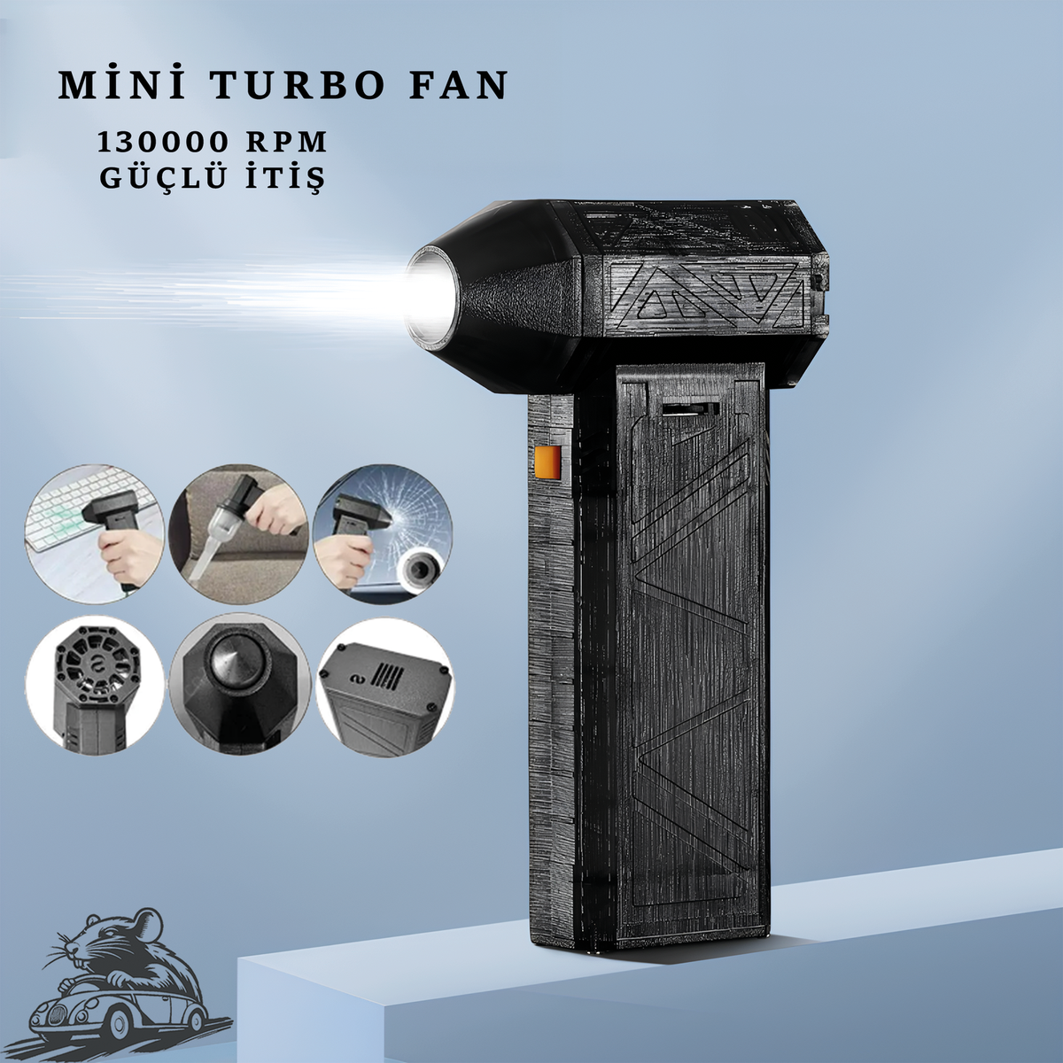 El Tipi Mini Turbo Jet Fan - Endüstriyel Turbo Fan - Otoban Faresi Araba & Motosiklet Aksesuarları - otobanfaresi - 