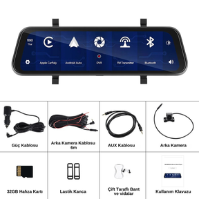 Full HD Dokunmatik Ekranlı Araç Dikiz Aynası - Apple Carplay Android Auto - Otoban Faresi Araba & Motosiklet Aksesuarları - otobanfaresi - 