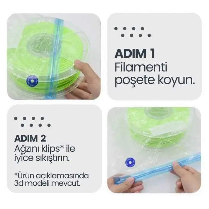 Filament Saklama Poşeti ve Vakum Pompa Kiti - 5 Poşet