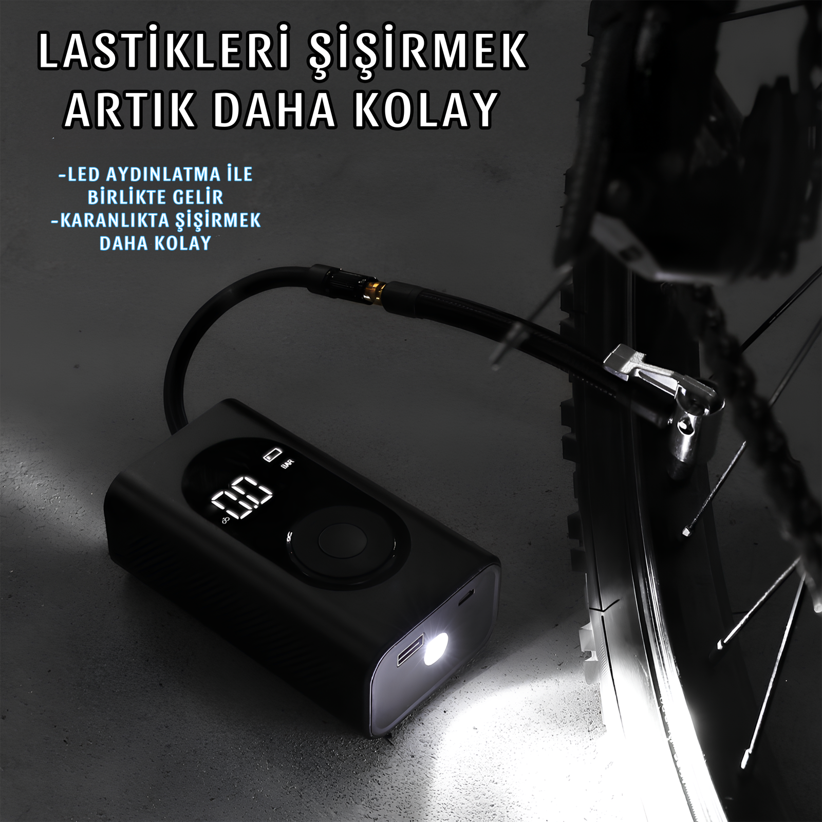 Şarjlı Araba Lastik Pompası - Otoban Faresi Araba & Motosiklet Aksesuarları - otobanfaresi - 
