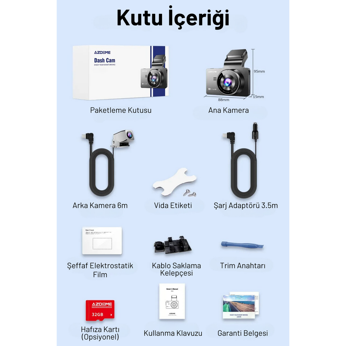 AZDOME 4K WiFi Ön & Arka Araç Kamerası - Otoban Faresi Araba & Motosiklet Aksesuarları - otobanfaresi - 