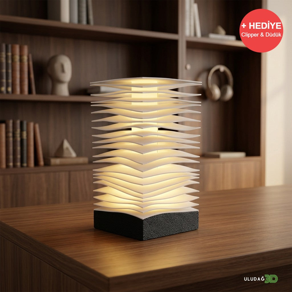 3D Baskı Modern Dalgalı Masa Lambası - Dekoratif - OtoBan Faresi 3D Baskı
