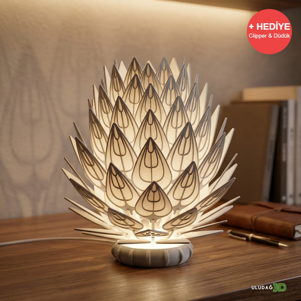 Dekoratif 3D Geometrik Lotus Masa Lambası (+Hediye) - OtoBan Faresi 3D Baskı