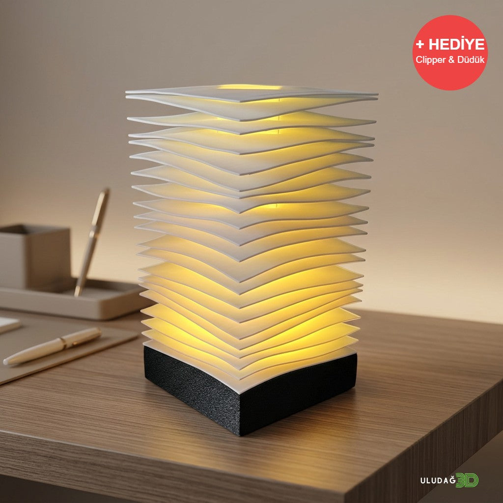 3D Baskı Modern Dalgalı Masa Lambası - Dekoratif - OtoBan Faresi 3D Baskı