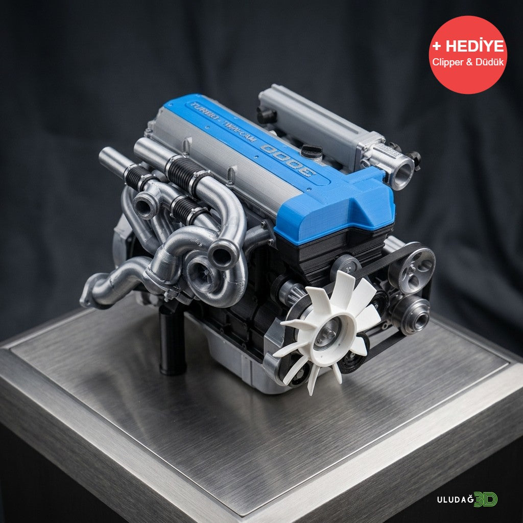 3D Baskı 2JZ Supra Motor Maketi - Dekoratif Model - OtoBan Faresi 3D Baskı